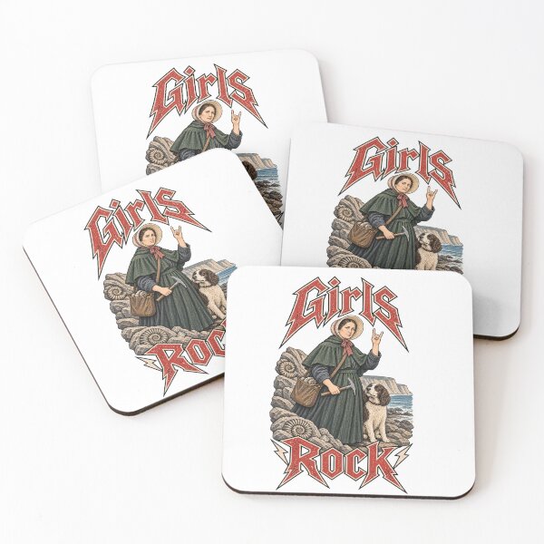 Item preview, Humorous "Girls Rock" with Mary Anning and her fossils designed and sold by Tara's Nature Shop.