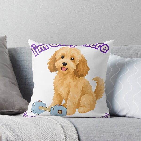 Item preview, Funny Gym Dog Meme Quote Goldendoodle Workout Sticker designed and sold by SoukaArtStore.