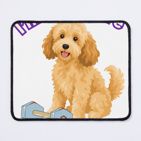 Item preview, Funny Gym Dog Meme Quote Goldendoodle Workout Sticker designed and sold by SoukaArtStore.