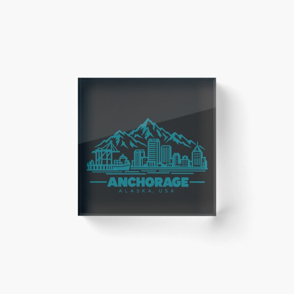 Item preview, Anchorage Alaska USA Line Art Skyline Poster designed and sold by CMYKStudio.
