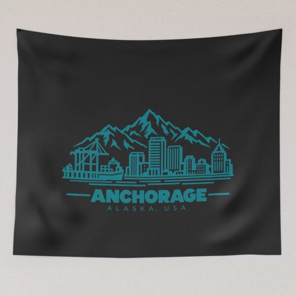 Item preview, Anchorage Alaska USA Line Art Skyline Poster designed and sold by CMYKStudio.