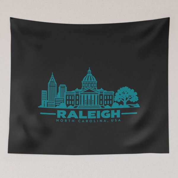 Artikelvorschau, Raleigh, North Carolina, USA – Skyline-Poster (Linienzeichnung) entworfen und verkauft von CMYKStudio.