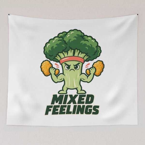 Item preview, Mixed Feelings – Funny Broccoli Lifting Chicken Nuggets designed and sold by PG Shop Art.