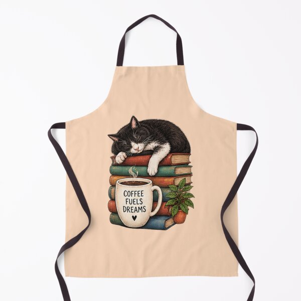 Item preview, Coffee Fuels Dreams Sleepy Cat on Books Sticker | Cozy Coffee Lover designed and sold by DrAsmaaMohamed.