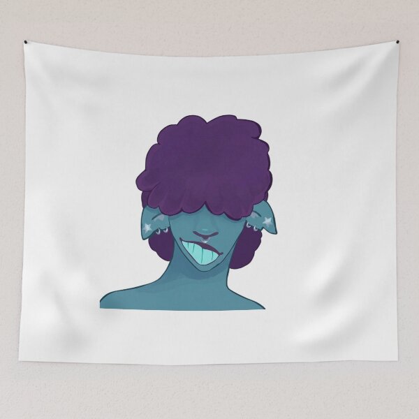 Item preview, Purple Afro Mystic – Bold Blue-Skinned Character Art designed and sold by Ruuper4all.