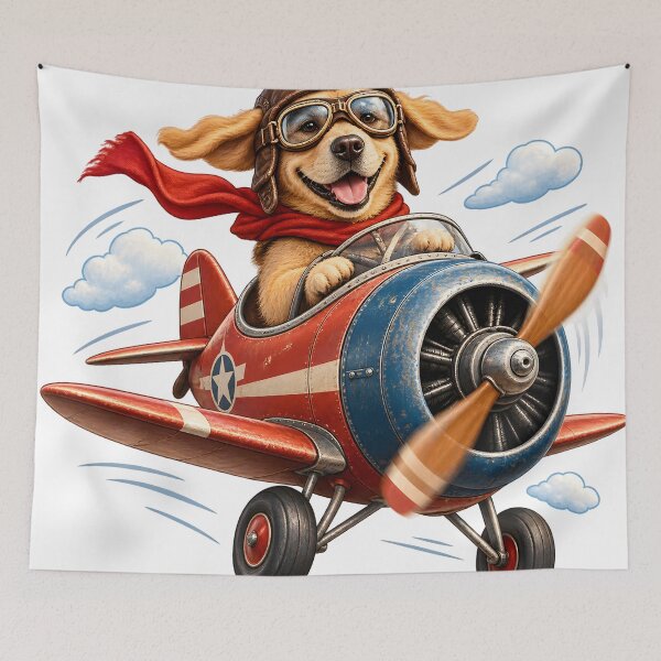 Item preview, Labrador Vintage Pilot – Funny Dog Aviator Flying Retro Airplane designed and sold by builtforyou.