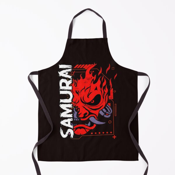 Item preview, Samurai Demon Mask Flames Cyberpunk Rock Art designed and sold by FlipStrawSpot.