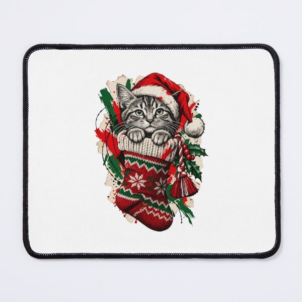 Item preview, The Curious Cat Rests Inside the Christmas Stocking designed and sold by Honu2025.