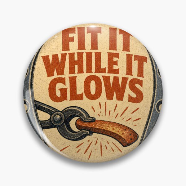 Item preview, Fit It While It Glows Hot-forged Forge Badge designed and sold by BoosterShop.