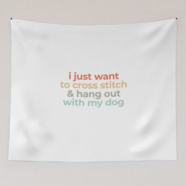 Item preview, I Just Want To Cross Stitch And Hang Out With My Dog Funny Crafter Gift designed and sold by HieuarsaWorks.