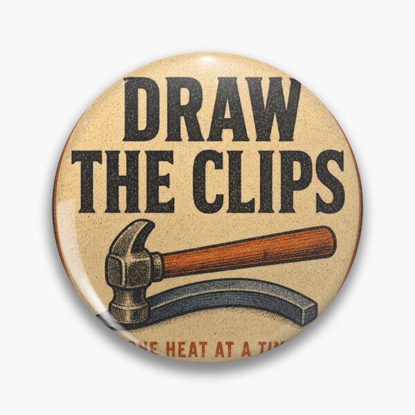 Item preview, Draw The Clips Hand-forged Fitting Badge designed and sold by BoosterShop.