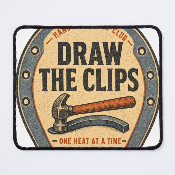 Item preview, Draw The Clips Hand-forged Fitting Badge designed and sold by BoosterShop.