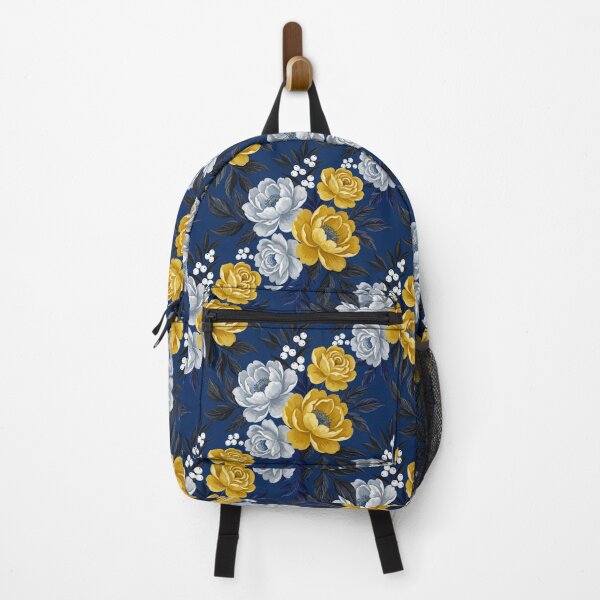 Item preview, Moody Navy and Mustard Painted Floral Pattern designed and sold by arteresting-art.