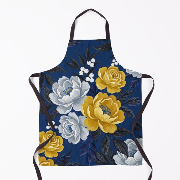Item preview, Moody Navy and Mustard Painted Floral Pattern designed and sold by arteresting-art.