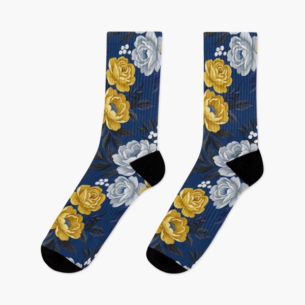 Item preview, Moody Navy and Mustard Painted Floral Pattern designed and sold by arteresting-art.