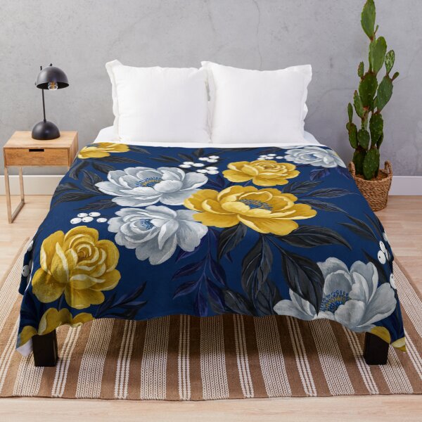 Item preview, Moody Navy and Mustard Painted Floral Pattern designed and sold by arteresting-art.