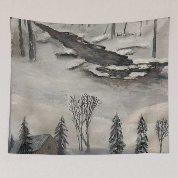 Item preview, Quiet Cabin in the Snowy Woods designed and sold by vintatchie.