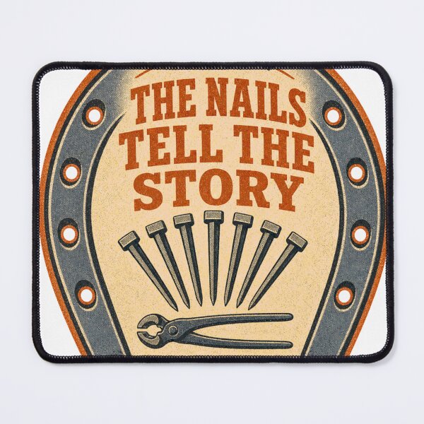 Item preview, The Nails Tell The Story Horseshoe Badge designed and sold by BoosterShop.