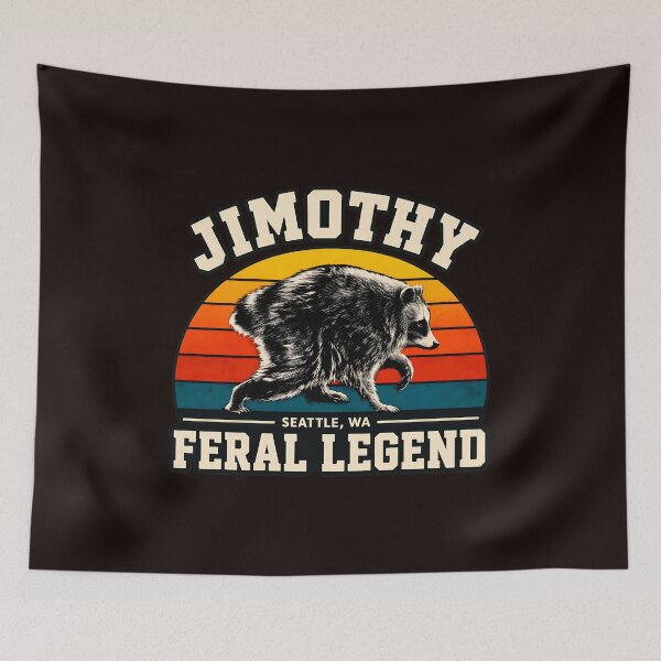 Item preview, Jimothy Seattle WA Feral Legend Raccoon Retro Sunset designed and sold by FlipStrawSpot.