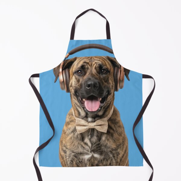 Item preview, Dapper Cimarrón Uruguayo Dog with Bronze Headphones designed and sold by Sulco Design.