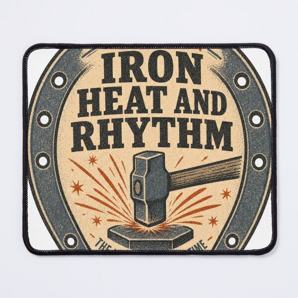 Item preview, Iron Heat and Rhythm blacksmithing badge designed and sold by BoosterShop.