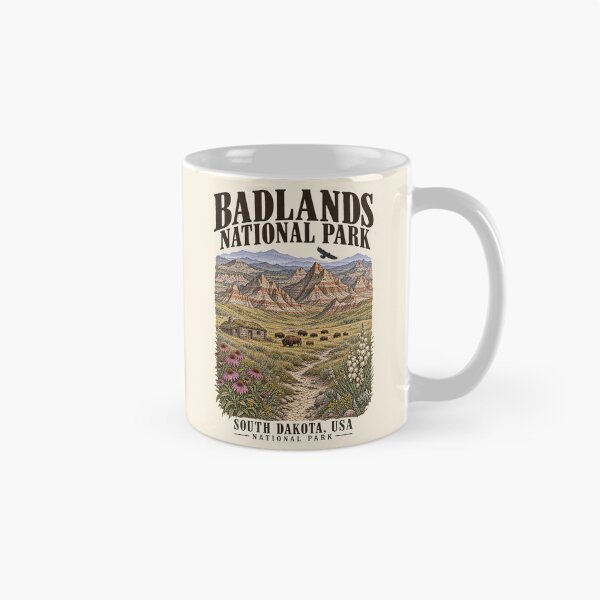 Item preview, Badlands National Park, South Dakota, USA [Vintage Illustration] designed and sold by elektronen.