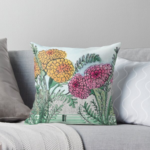 Item preview, Hand Drawn Gold and Pink Marigol Flowers  designed and sold by Anna  Mills.