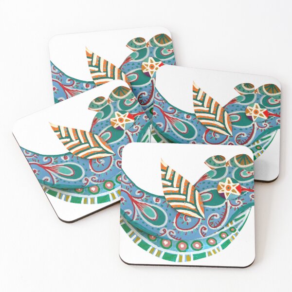 Item preview, Colorful Folk Bird Paisley Star Art designed and sold by Fani*.