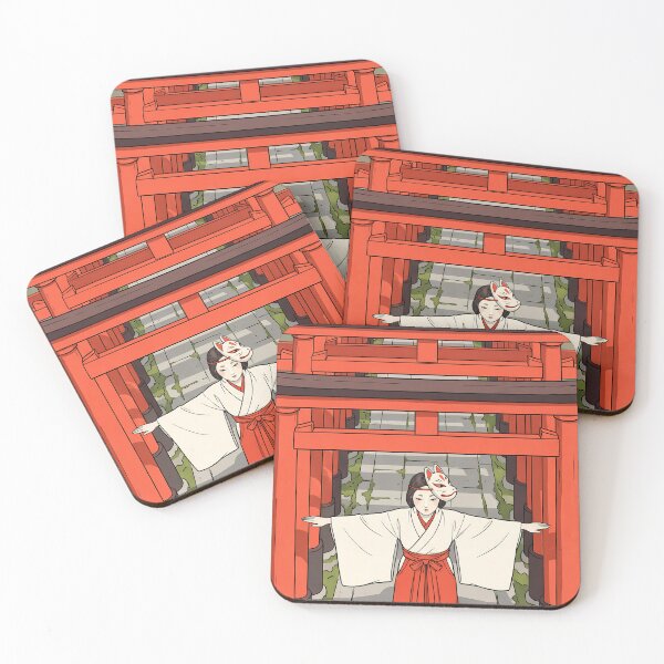 Item preview, Shrine Maiden Dancing Through Torii Gates designed and sold by TokyoUkiyoHouse.