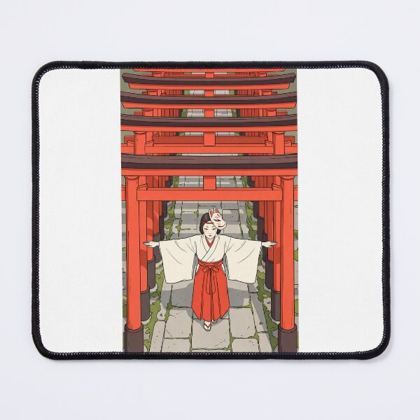 Item preview, Shrine Maiden Dancing Through Torii Gates designed and sold by TokyoUkiyoHouse.