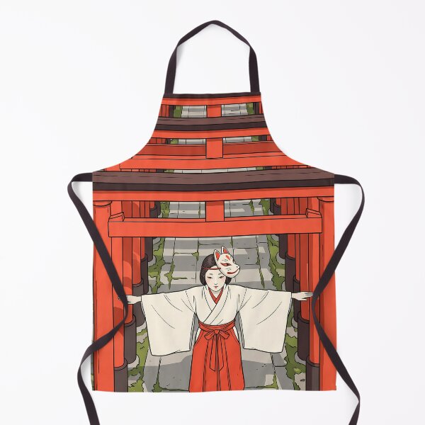 Item preview, Shrine Maiden Dancing Through Torii Gates designed and sold by TokyoUkiyoHouse.