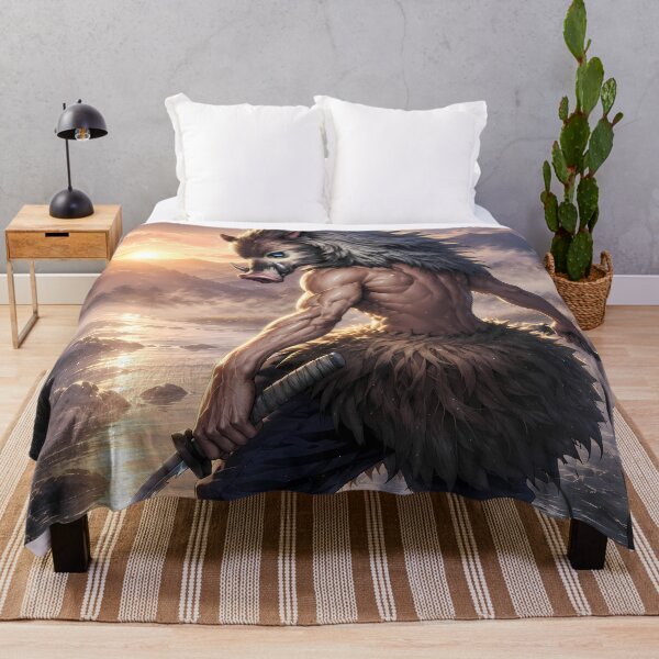 Item preview, Inosuke Hashibira Demon Slayer Misty River Sunrise designed and sold by SolenneAzur.
