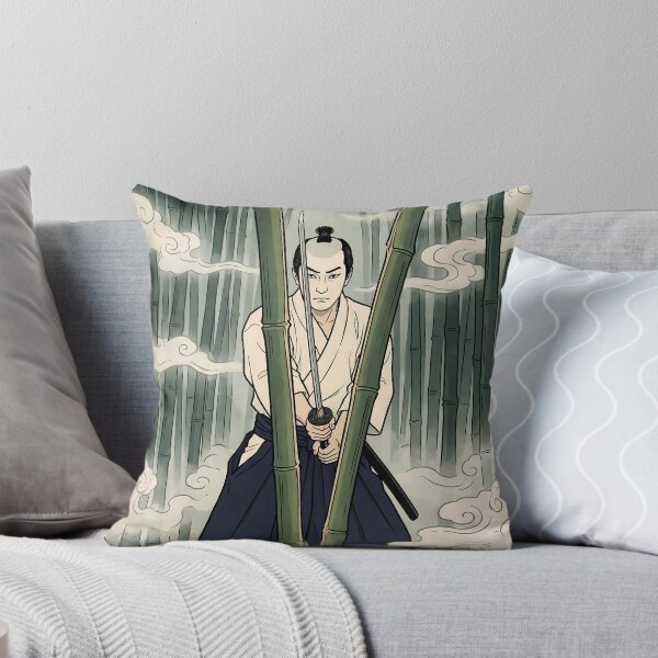 Item preview, Samurai Cleaving Bamboo in Misty Forest designed and sold by TokyoUkiyoHouse.