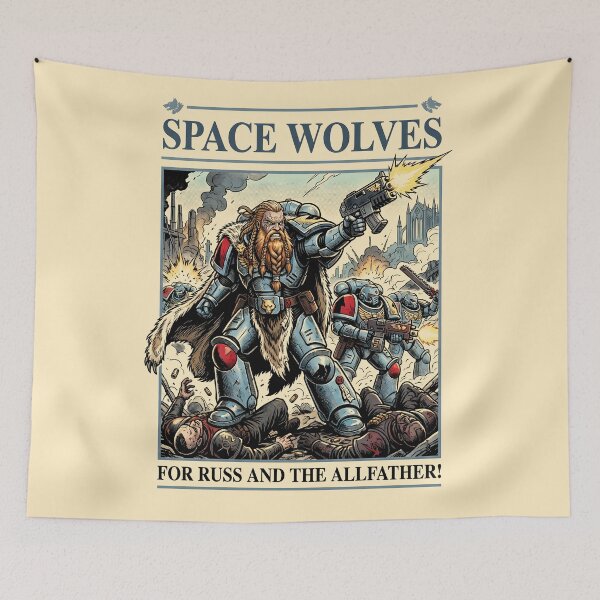 Item preview, Space Wolves For Russ And The Allfather – Retro Comic Book Graphic Tee designed and sold by BravenBold.