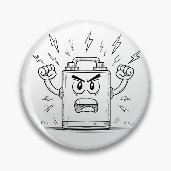 Item preview, Angry Car Battery Cartoon – Power Surge with Attitude designed and sold by Alphakenon.