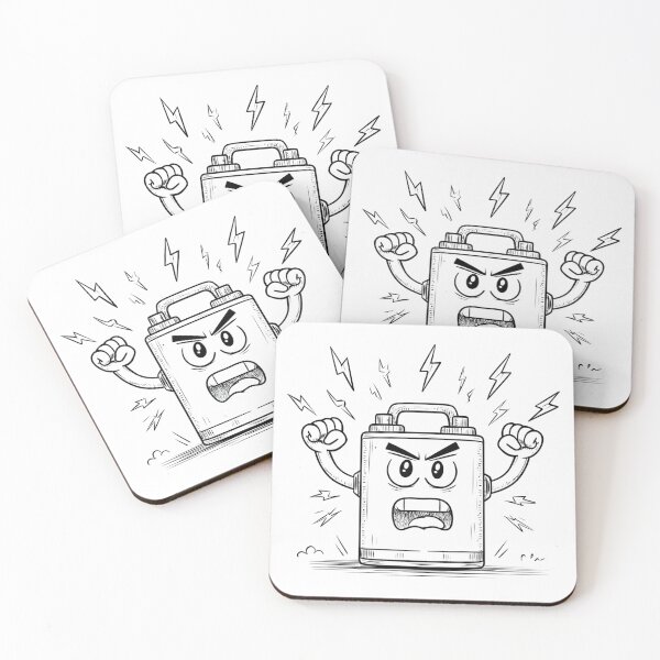 Item preview, Angry Car Battery Cartoon – Power Surge with Attitude designed and sold by Alphakenon.
