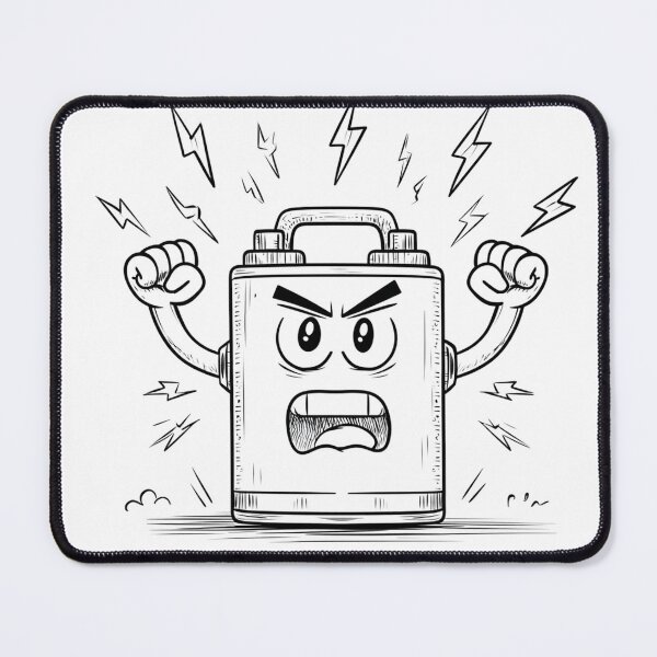 Item preview, Angry Car Battery Cartoon – Power Surge with Attitude designed and sold by Alphakenon.