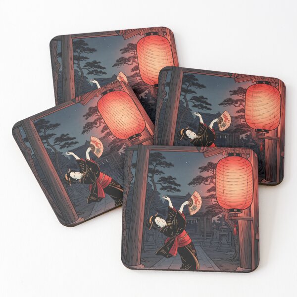 Item preview, Geisha Dancing Beneath Temple Lantern at Night designed and sold by TokyoUkiyoHouse.