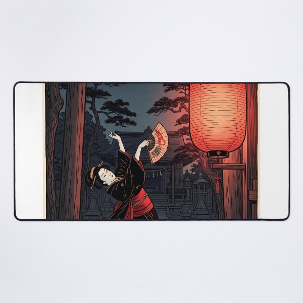 Item preview, Geisha Dancing Beneath Temple Lantern at Night designed and sold by TokyoUkiyoHouse.