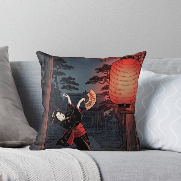 Item preview, Geisha Dancing Beneath Temple Lantern at Night designed and sold by TokyoUkiyoHouse.