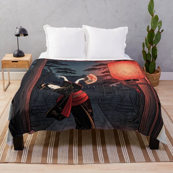 Item preview, Geisha Dancing Beneath Temple Lantern at Night designed and sold by TokyoUkiyoHouse.