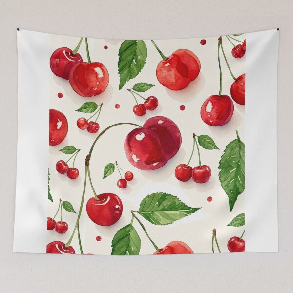 Item preview, Watercolor Cherry Pattern Red Fruit Aesthetic designed and sold by mashumallow.