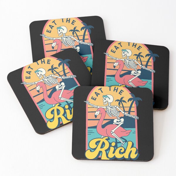 Item preview, Eat The Rich Skeleton Flamingo Sunset Tropical Art designed and sold by FlorianZieme.