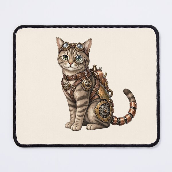Item preview, Steampunk Cat – Mechanical Cat with Goggles and Gears designed and sold by SweetLilith.