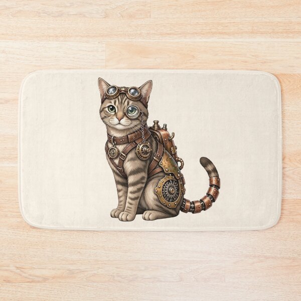 Item preview, Steampunk Cat – Mechanical Cat with Goggles and Gears designed and sold by SweetLilith.