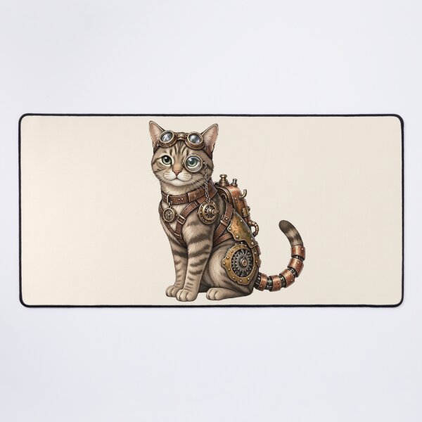Item preview, Steampunk Cat – Mechanical Cat with Goggles and Gears designed and sold by SweetLilith.