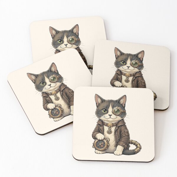 Item preview, Steampunk Cat – Mechanical Cat with Monocle and Gears designed and sold by SweetLilith.