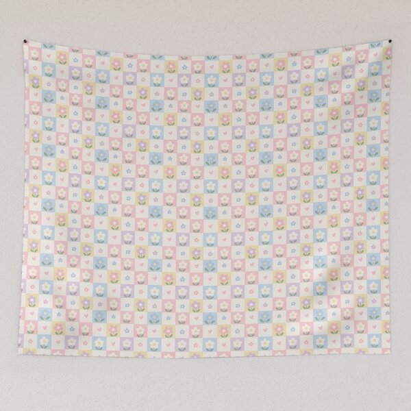 Item preview, Flowers & Mini Heart Checkerboard Pattern designed and sold by YnMstudio25.