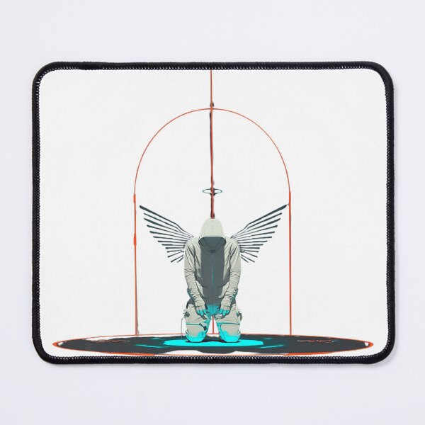 Item preview, Kneeling Cyber Angel in Charging Halo – Futuristic Redemption Art designed and sold by Alphakenon.