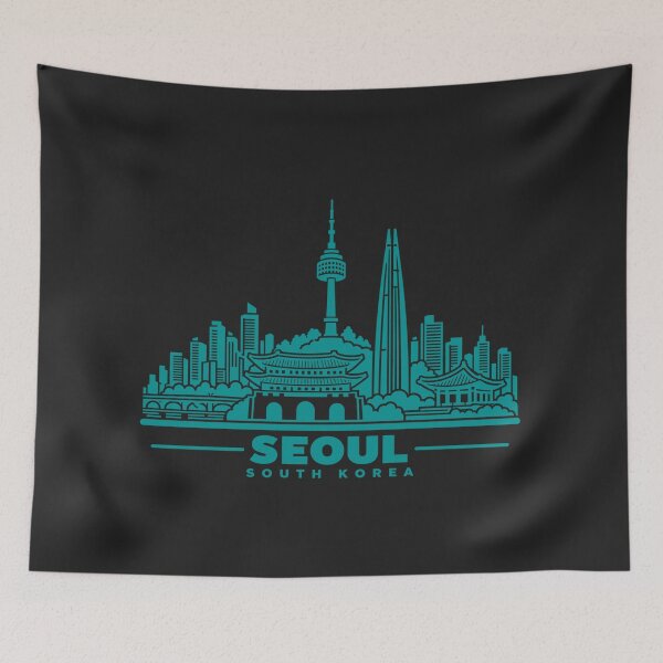 Item preview, Seoul South Korea Line Art Skyline Poster designed and sold by CMYKStudio.